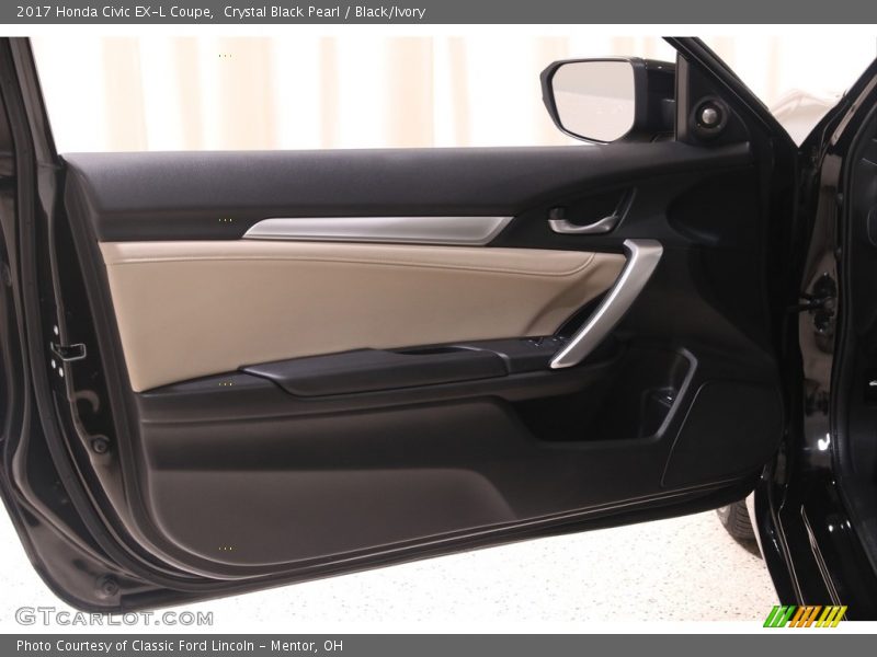 Crystal Black Pearl / Black/Ivory 2017 Honda Civic EX-L Coupe