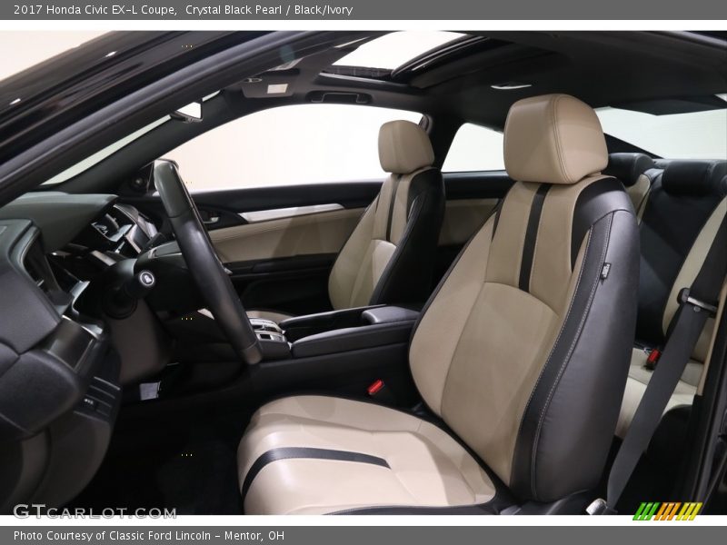 Crystal Black Pearl / Black/Ivory 2017 Honda Civic EX-L Coupe