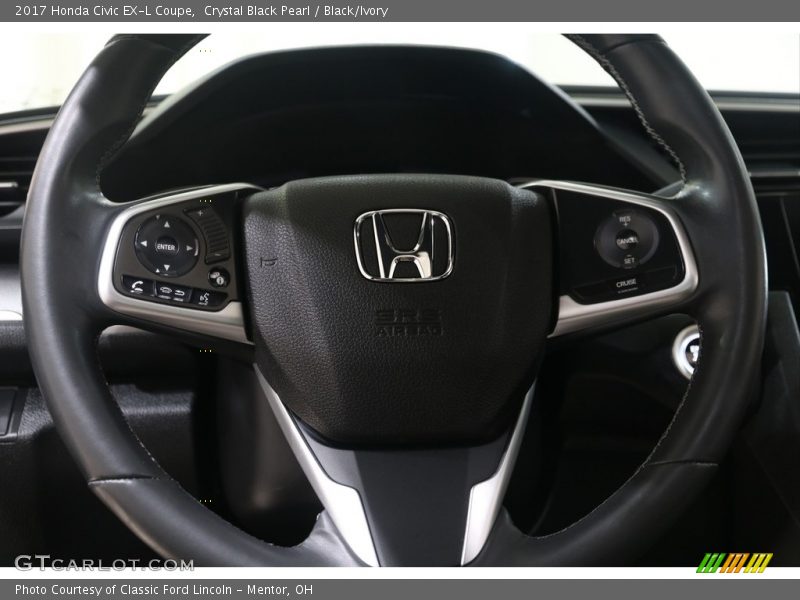 Crystal Black Pearl / Black/Ivory 2017 Honda Civic EX-L Coupe