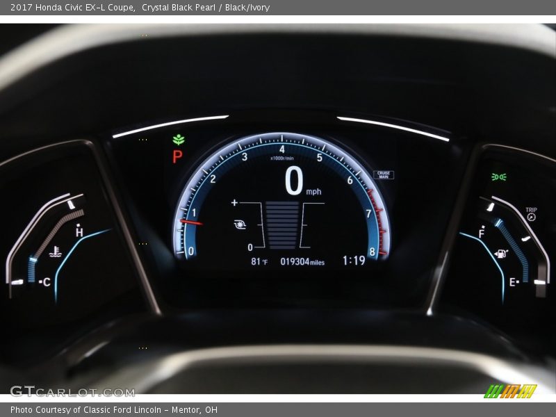 Crystal Black Pearl / Black/Ivory 2017 Honda Civic EX-L Coupe