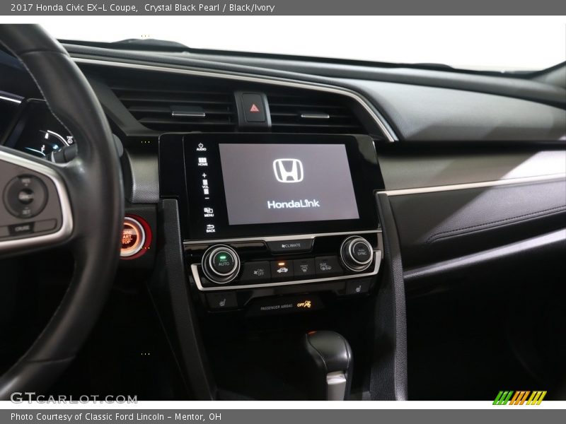 Crystal Black Pearl / Black/Ivory 2017 Honda Civic EX-L Coupe