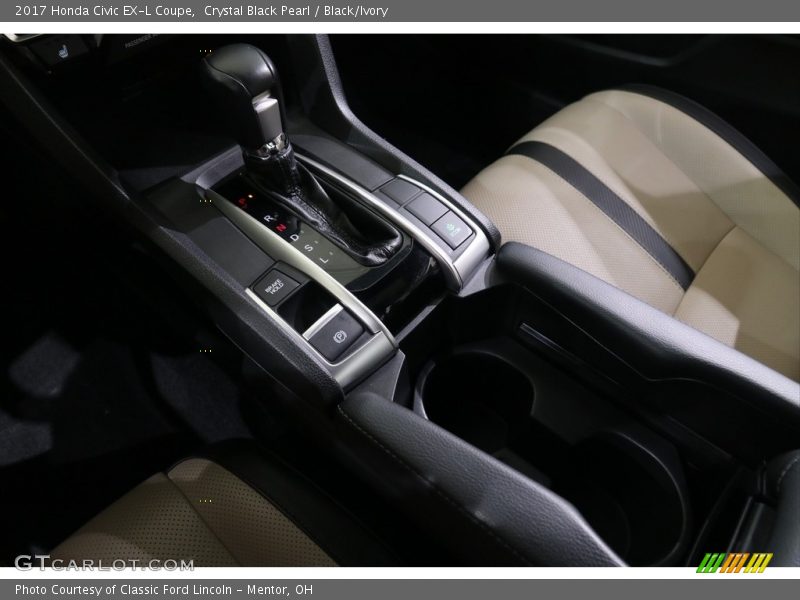 Crystal Black Pearl / Black/Ivory 2017 Honda Civic EX-L Coupe