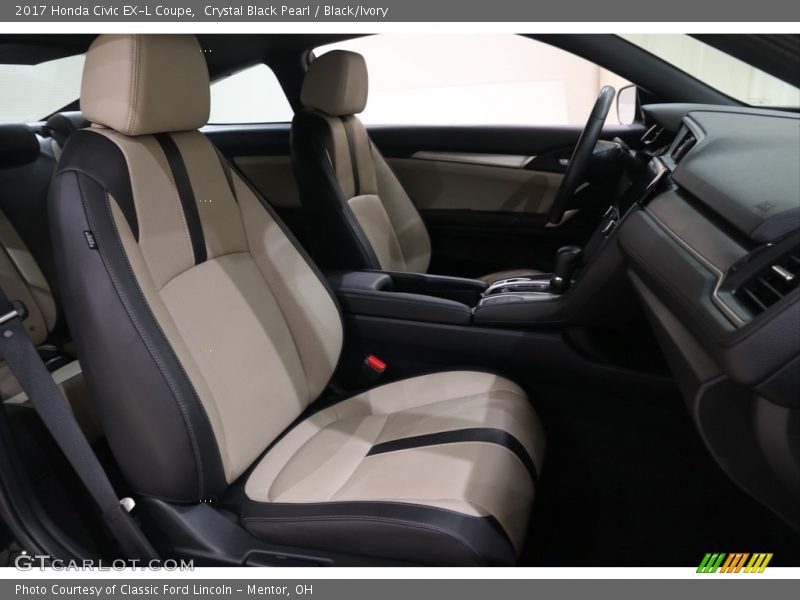 Crystal Black Pearl / Black/Ivory 2017 Honda Civic EX-L Coupe