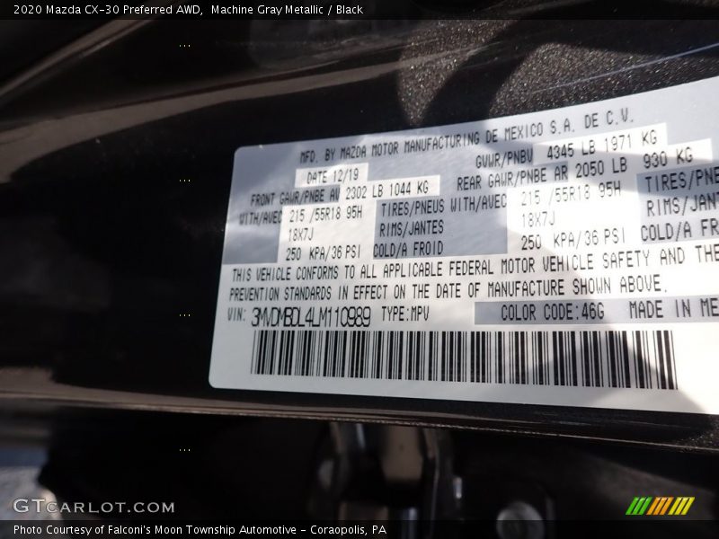 Machine Gray Metallic / Black 2020 Mazda CX-30 Preferred AWD