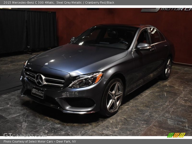 Steel Grey Metallic / Cranberry Red/Black 2015 Mercedes-Benz C 300 4Matic