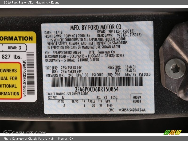 Magnetic / Ebony 2019 Ford Fusion SEL