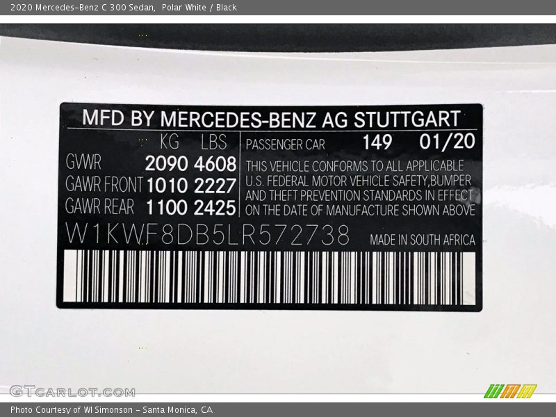 Polar White / Black 2020 Mercedes-Benz C 300 Sedan