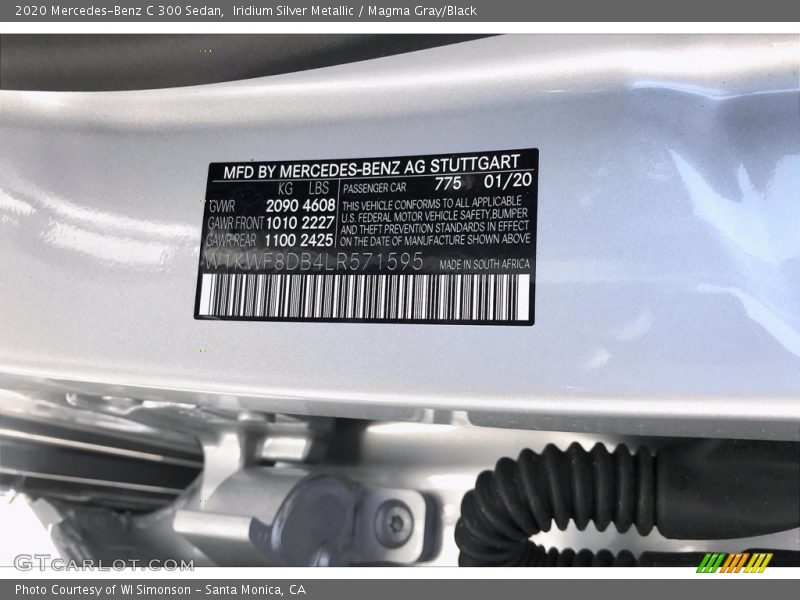 Iridium Silver Metallic / Magma Gray/Black 2020 Mercedes-Benz C 300 Sedan