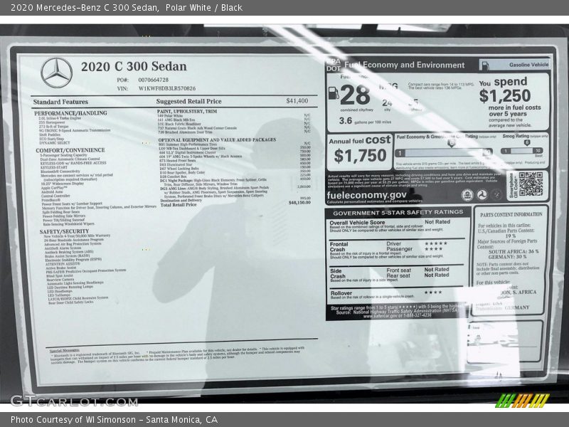 Polar White / Black 2020 Mercedes-Benz C 300 Sedan