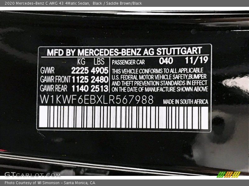 2020 C AMG 43 4Matic Sedan Black Color Code 040