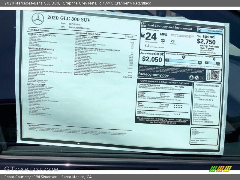 Graphite Grey Metallic / AMG Cranberry Red/Black 2020 Mercedes-Benz GLC 300