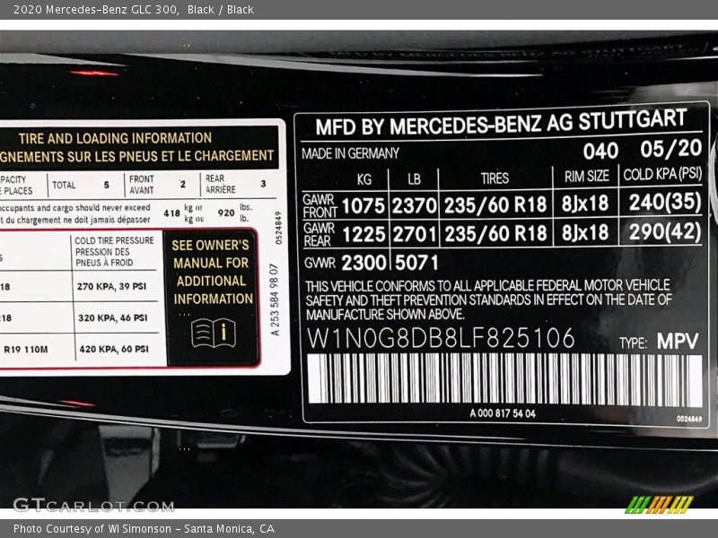 Black / Black 2020 Mercedes-Benz GLC 300