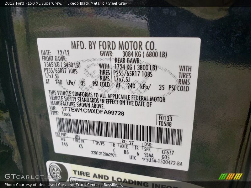 Tuxedo Black Metallic / Steel Gray 2013 Ford F150 XL SuperCrew