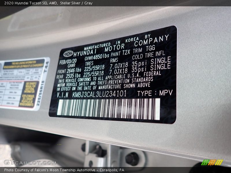 Stellar Silver / Gray 2020 Hyundai Tucson SEL AWD