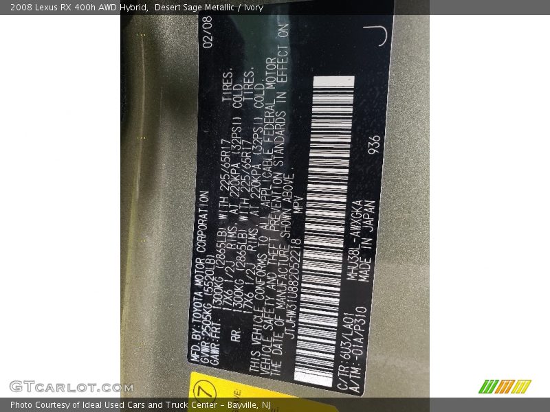 Desert Sage Metallic / Ivory 2008 Lexus RX 400h AWD Hybrid