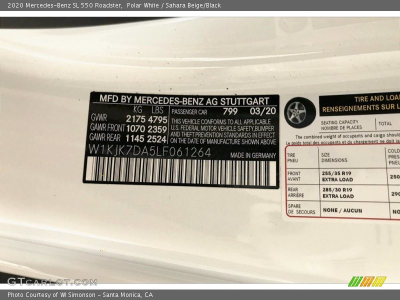 Polar White / Sahara Beige/Black 2020 Mercedes-Benz SL 550 Roadster