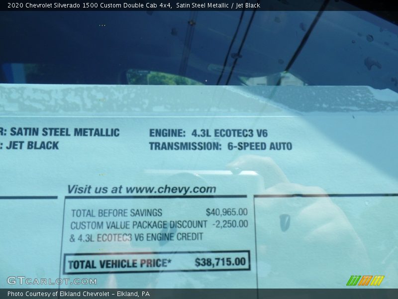Satin Steel Metallic / Jet Black 2020 Chevrolet Silverado 1500 Custom Double Cab 4x4