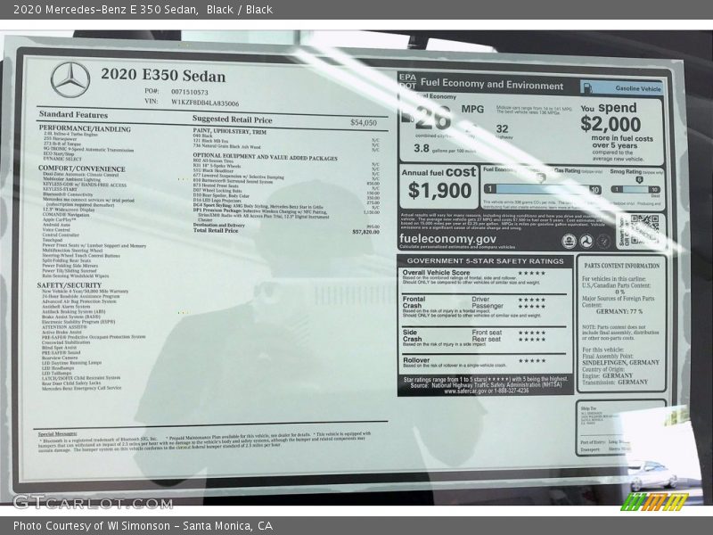 Black / Black 2020 Mercedes-Benz E 350 Sedan