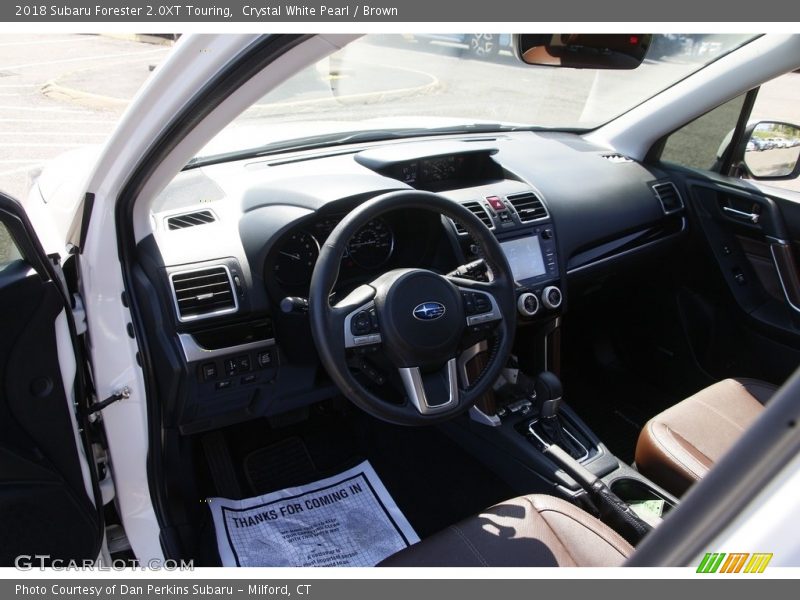 Crystal White Pearl / Brown 2018 Subaru Forester 2.0XT Touring