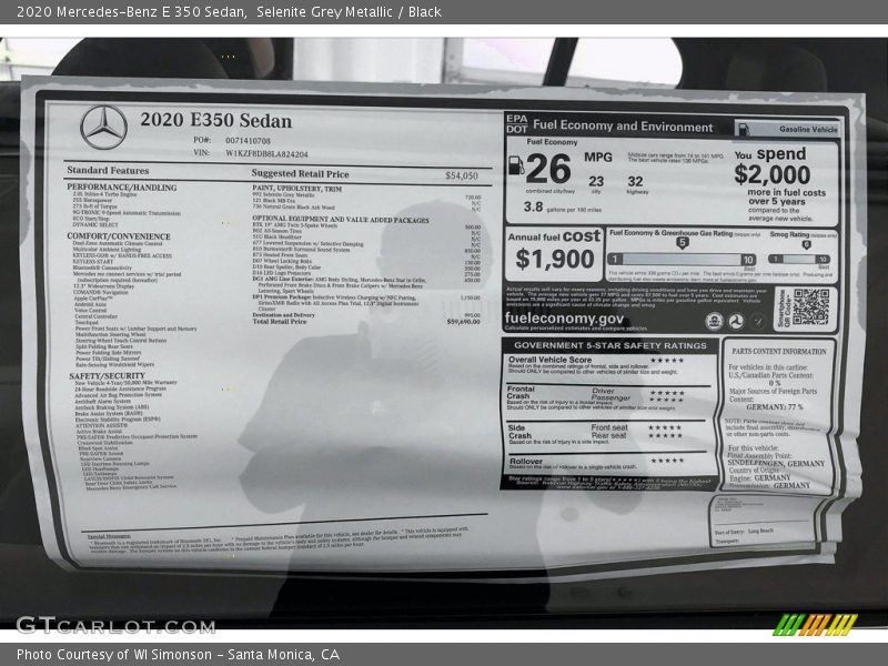 Selenite Grey Metallic / Black 2020 Mercedes-Benz E 350 Sedan