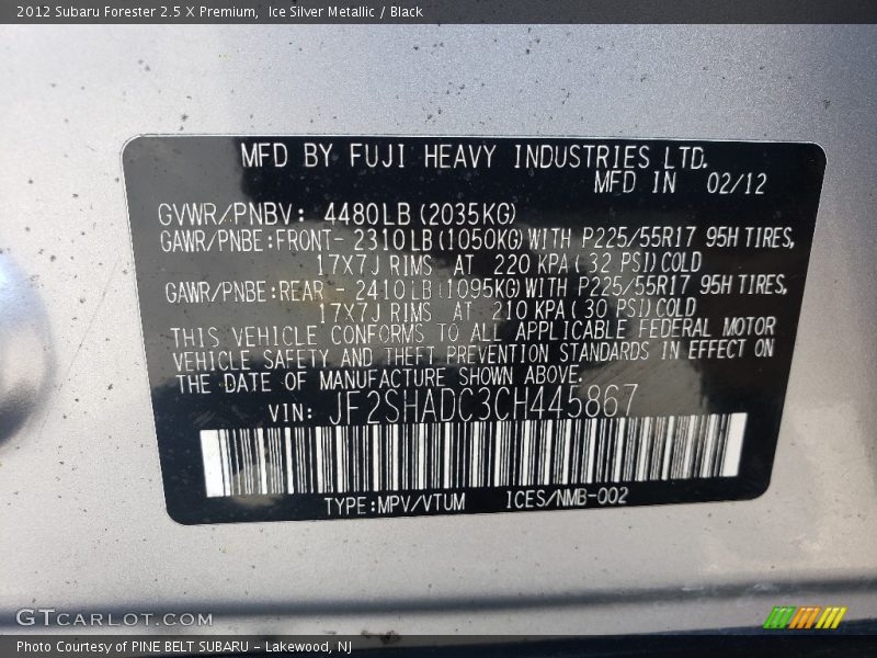 Ice Silver Metallic / Black 2012 Subaru Forester 2.5 X Premium