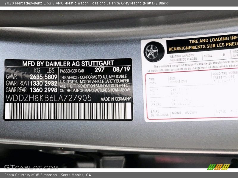 2020 E 63 S AMG 4Matic Wagon designo Selenite Grey Magno (Matte) Color Code 297