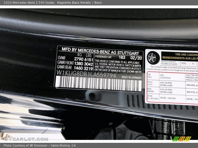 Magnetite Black Metallic / Black 2020 Mercedes-Benz S 560 Sedan