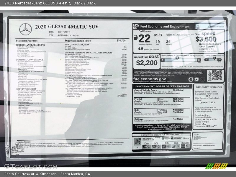 Black / Black 2020 Mercedes-Benz GLE 350 4Matic