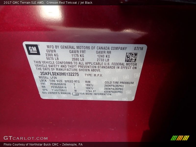 Crimson Red Tintcoat / Jet Black 2017 GMC Terrain SLE AWD