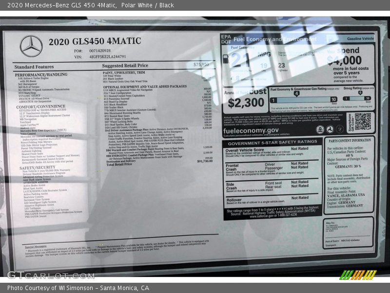 Polar White / Black 2020 Mercedes-Benz GLS 450 4Matic