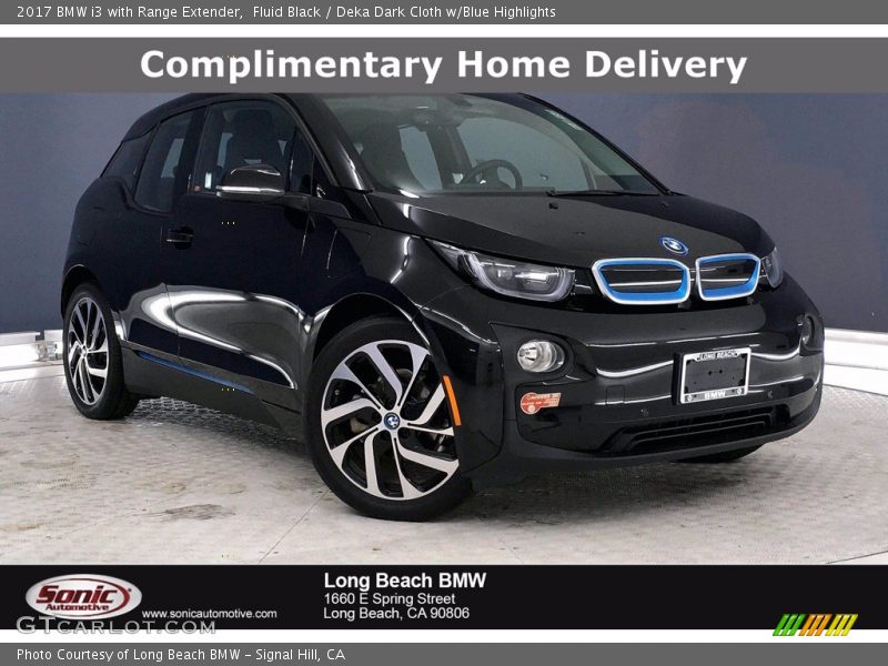 Fluid Black / Deka Dark Cloth w/Blue Highlights 2017 BMW i3 with Range Extender