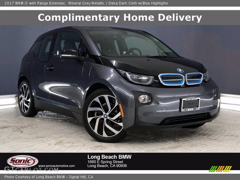 Mineral Grey Metallic / Deka Dark Cloth w/Blue Highlights 2017 BMW i3 with Range Extender