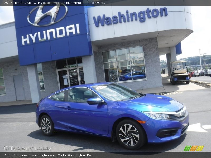 Aegean Blue Metallic / Black/Gray 2017 Honda Civic LX-P Coupe