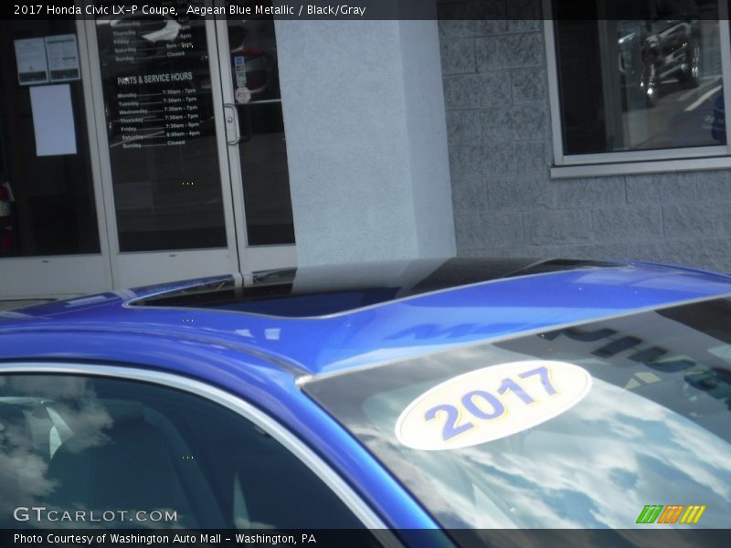 Aegean Blue Metallic / Black/Gray 2017 Honda Civic LX-P Coupe