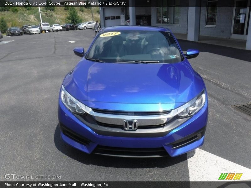 Aegean Blue Metallic / Black/Gray 2017 Honda Civic LX-P Coupe