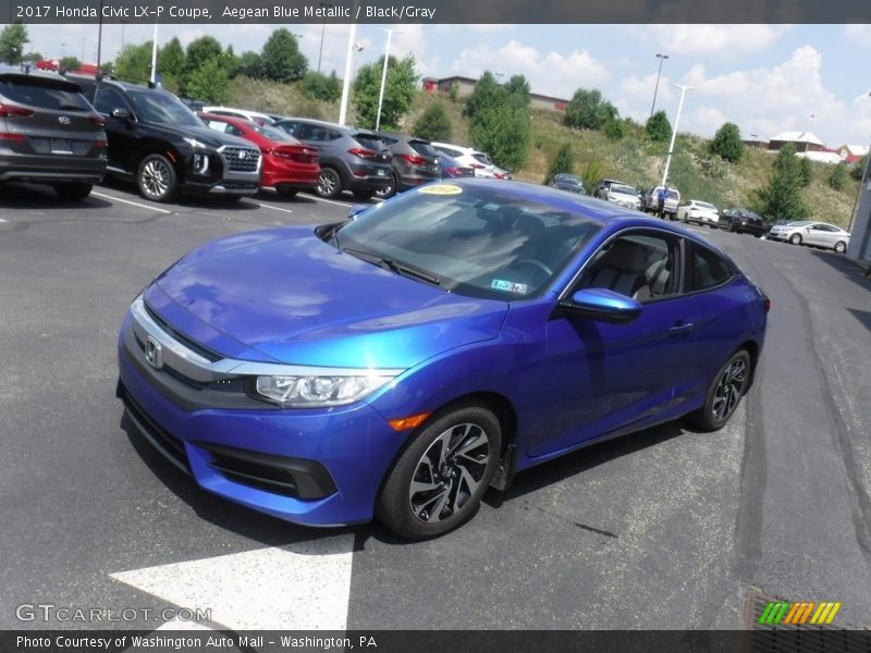 Aegean Blue Metallic / Black/Gray 2017 Honda Civic LX-P Coupe