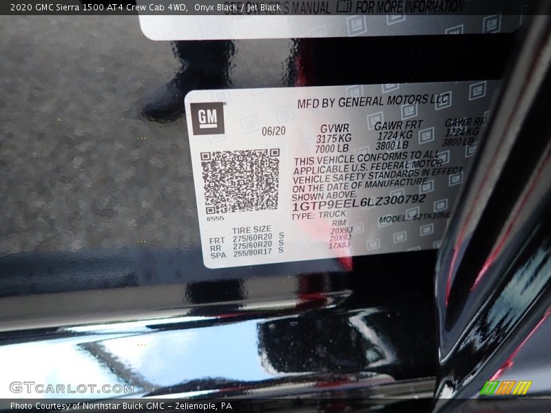 Onyx Black / Jet Black 2020 GMC Sierra 1500 AT4 Crew Cab 4WD