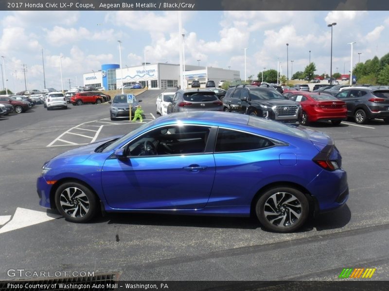 Aegean Blue Metallic / Black/Gray 2017 Honda Civic LX-P Coupe