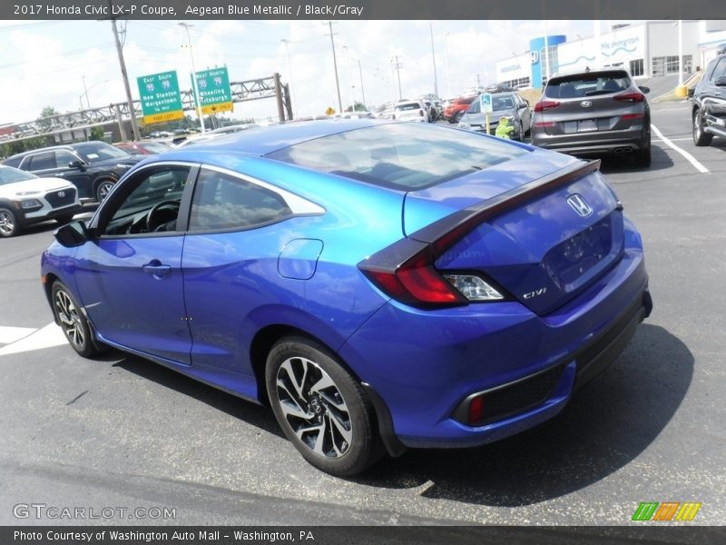 Aegean Blue Metallic / Black/Gray 2017 Honda Civic LX-P Coupe