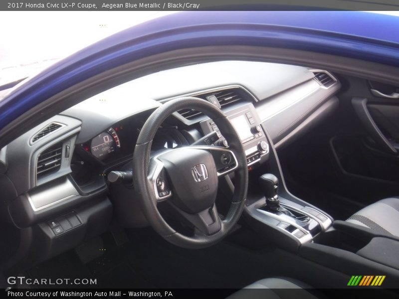 Aegean Blue Metallic / Black/Gray 2017 Honda Civic LX-P Coupe