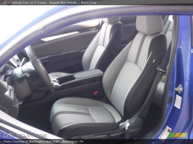 Aegean Blue Metallic / Black/Gray 2017 Honda Civic LX-P Coupe