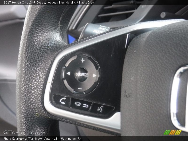 Aegean Blue Metallic / Black/Gray 2017 Honda Civic LX-P Coupe