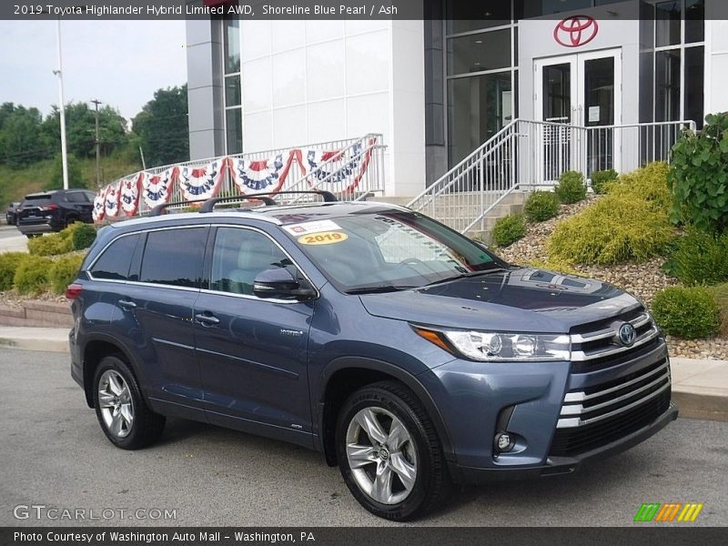 Shoreline Blue Pearl / Ash 2019 Toyota Highlander Hybrid Limited AWD