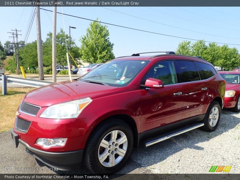 Red Jewel Metallic / Dark Gray/Light Gray 2011 Chevrolet Traverse LT AWD