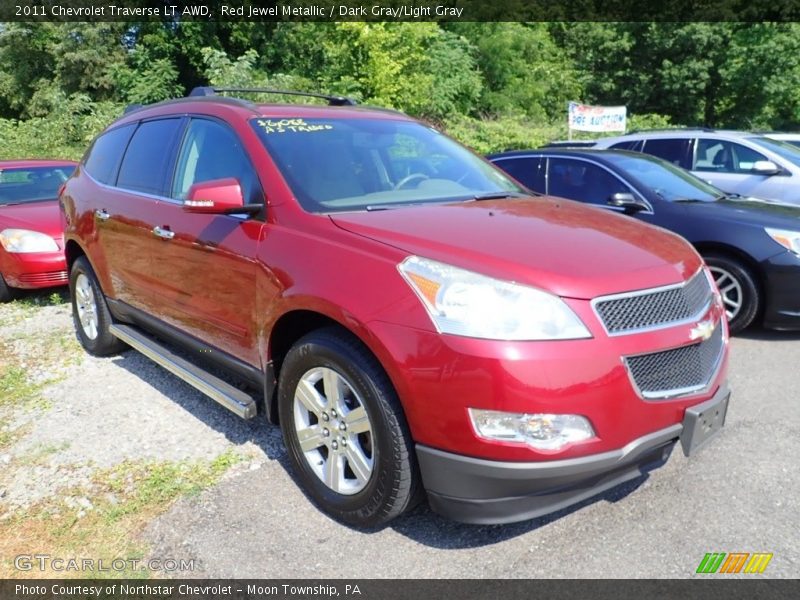 Red Jewel Metallic / Dark Gray/Light Gray 2011 Chevrolet Traverse LT AWD