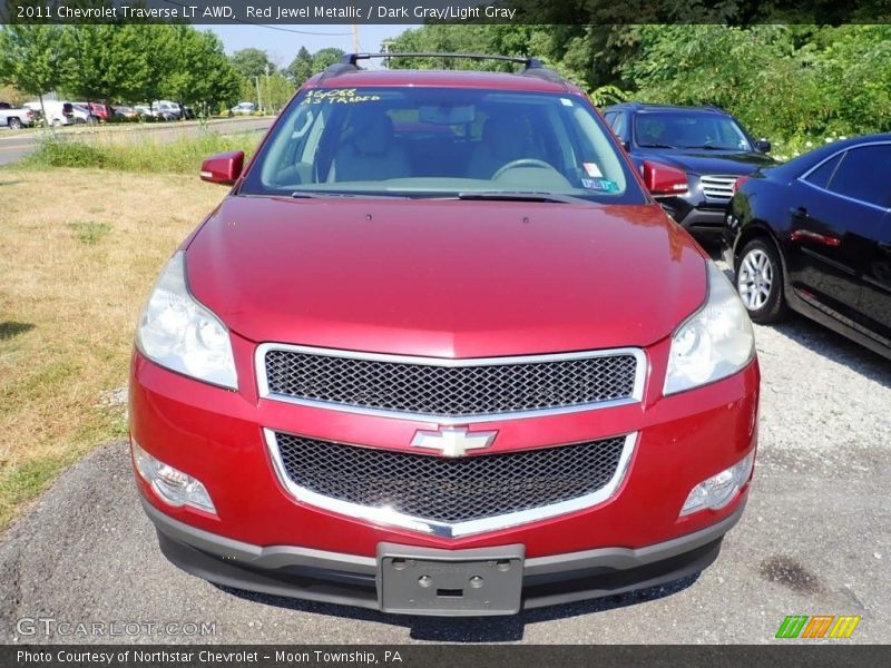 Red Jewel Metallic / Dark Gray/Light Gray 2011 Chevrolet Traverse LT AWD
