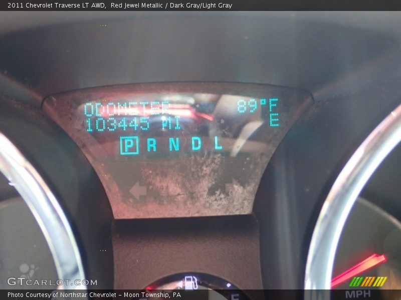 Red Jewel Metallic / Dark Gray/Light Gray 2011 Chevrolet Traverse LT AWD