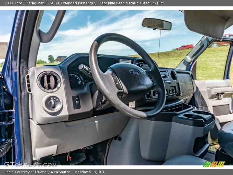 Dark Blue Pearl Metallic / Medium Flint 2011 Ford E Series Van E350 XL Extended Passenger