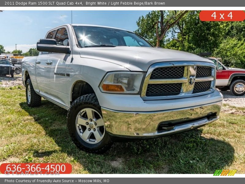 Bright White / Light Pebble Beige/Bark Brown 2011 Dodge Ram 1500 SLT Quad Cab 4x4
