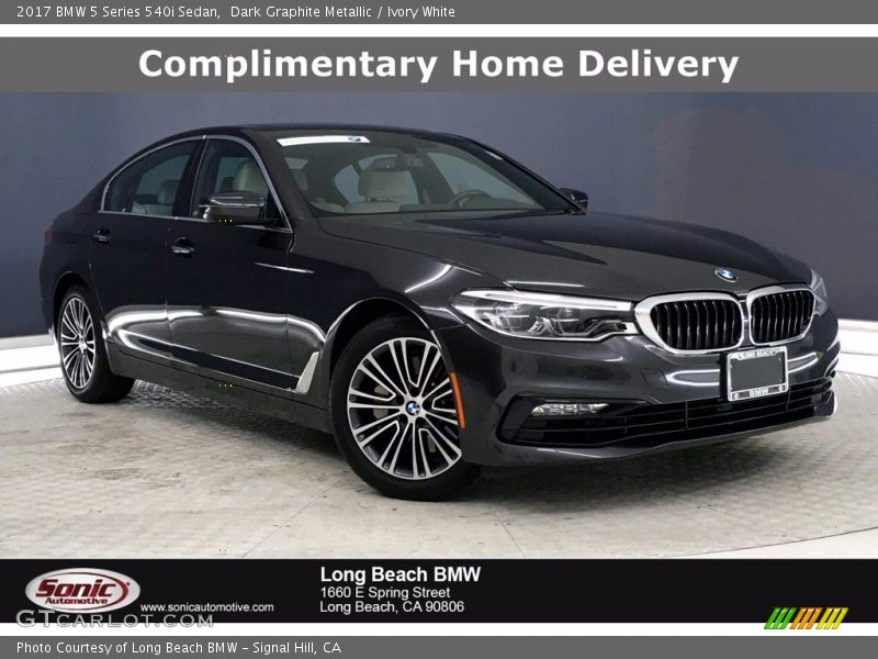 Dark Graphite Metallic / Ivory White 2017 BMW 5 Series 540i Sedan